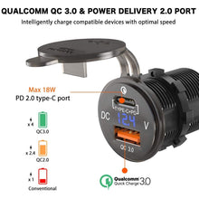 Load image into Gallery viewer, USB QC 3.0 and USB Type-C Car Charger