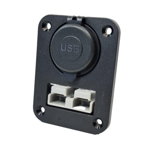 Anderson Plug and Dual USB Panel Mount